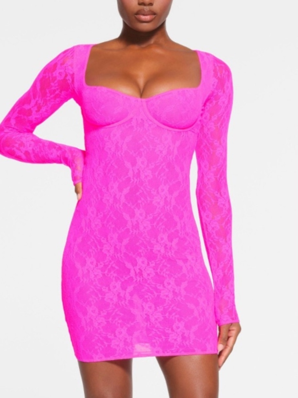 NWT Skims Stretch Lace Lined Long Sleeve Underwire Dress Size Medium